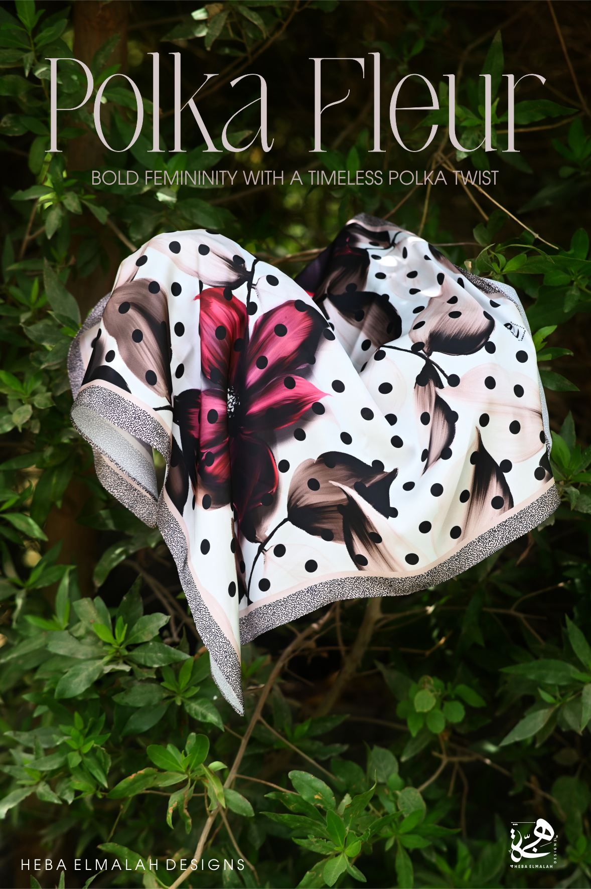 Polka Fleur Square scarf - Outlet