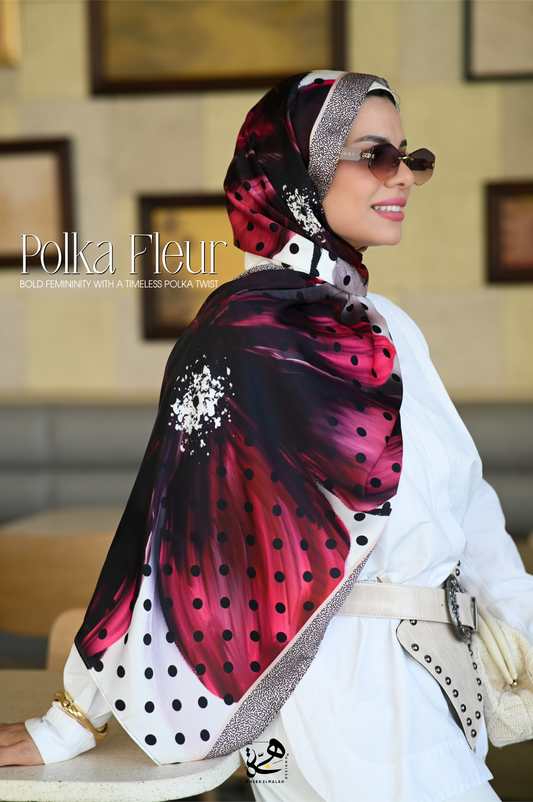 Polka Fleur -silk satin