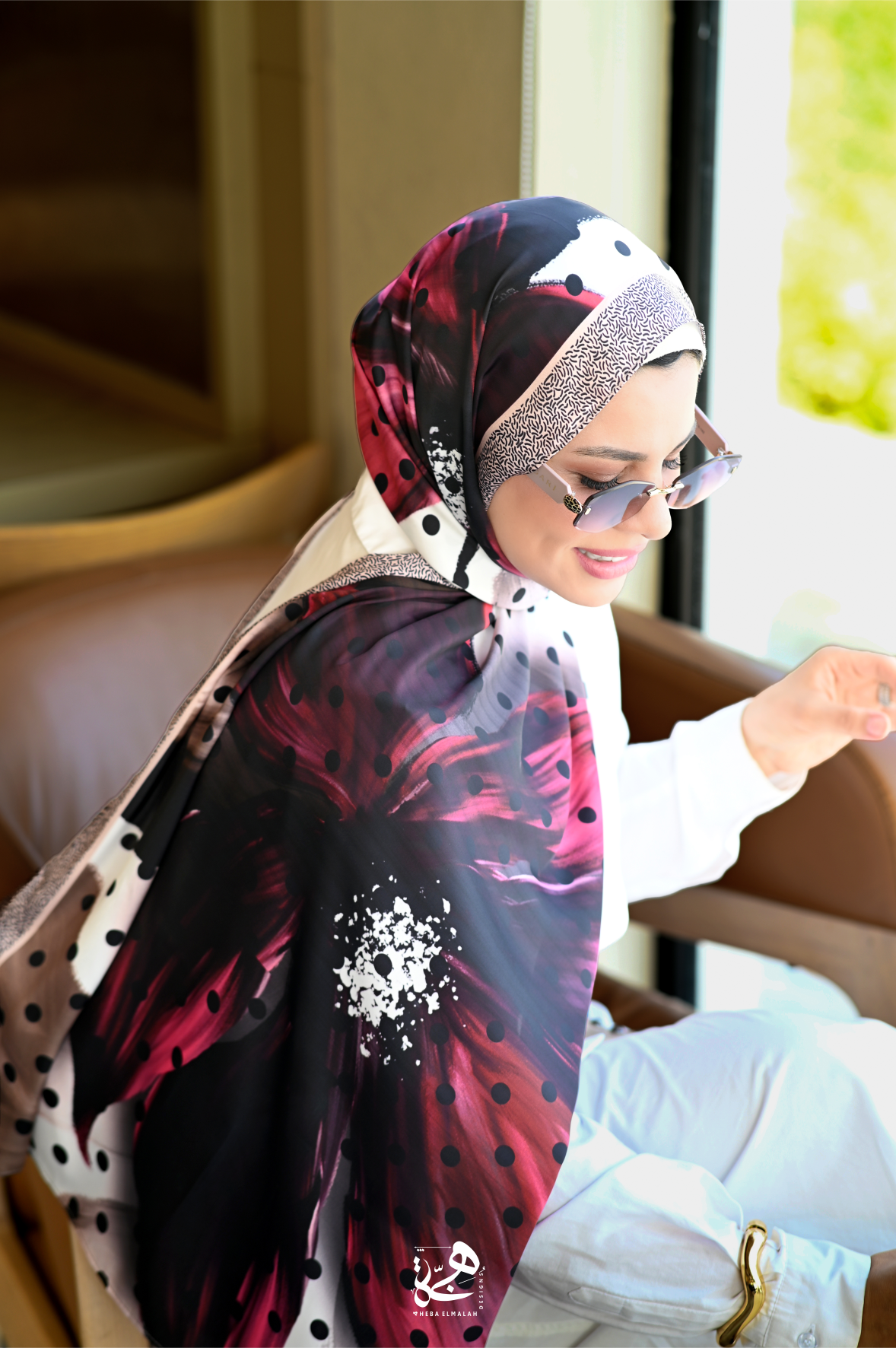 Polka Fleur -silk satin
