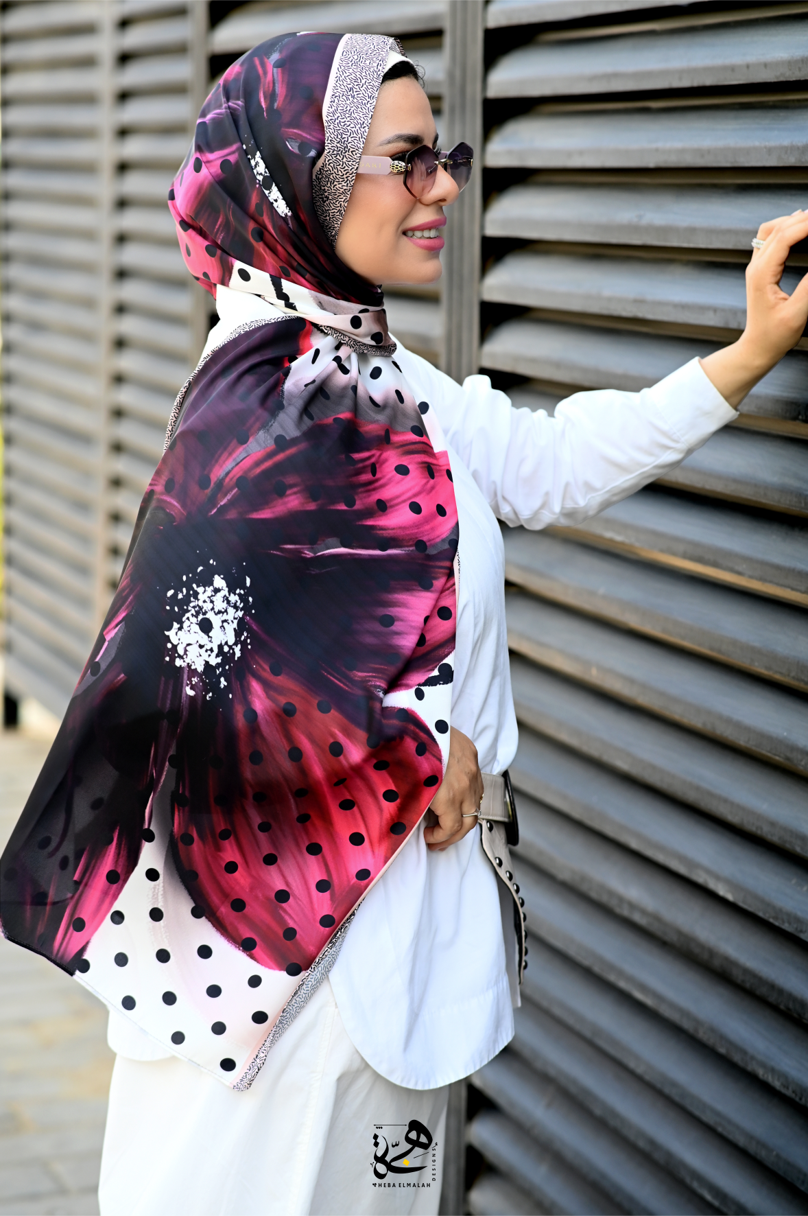 Polka Fleur -silk satin
