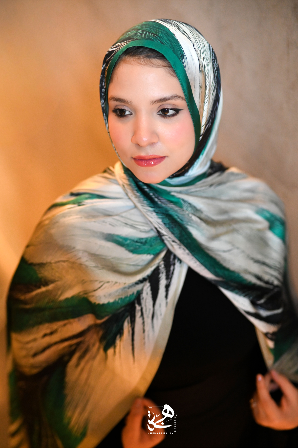Majesty silk satin hijab styled for an elegant modest fashion look