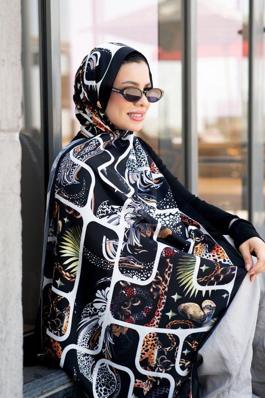 Diva Noir Silk Satin Hijab